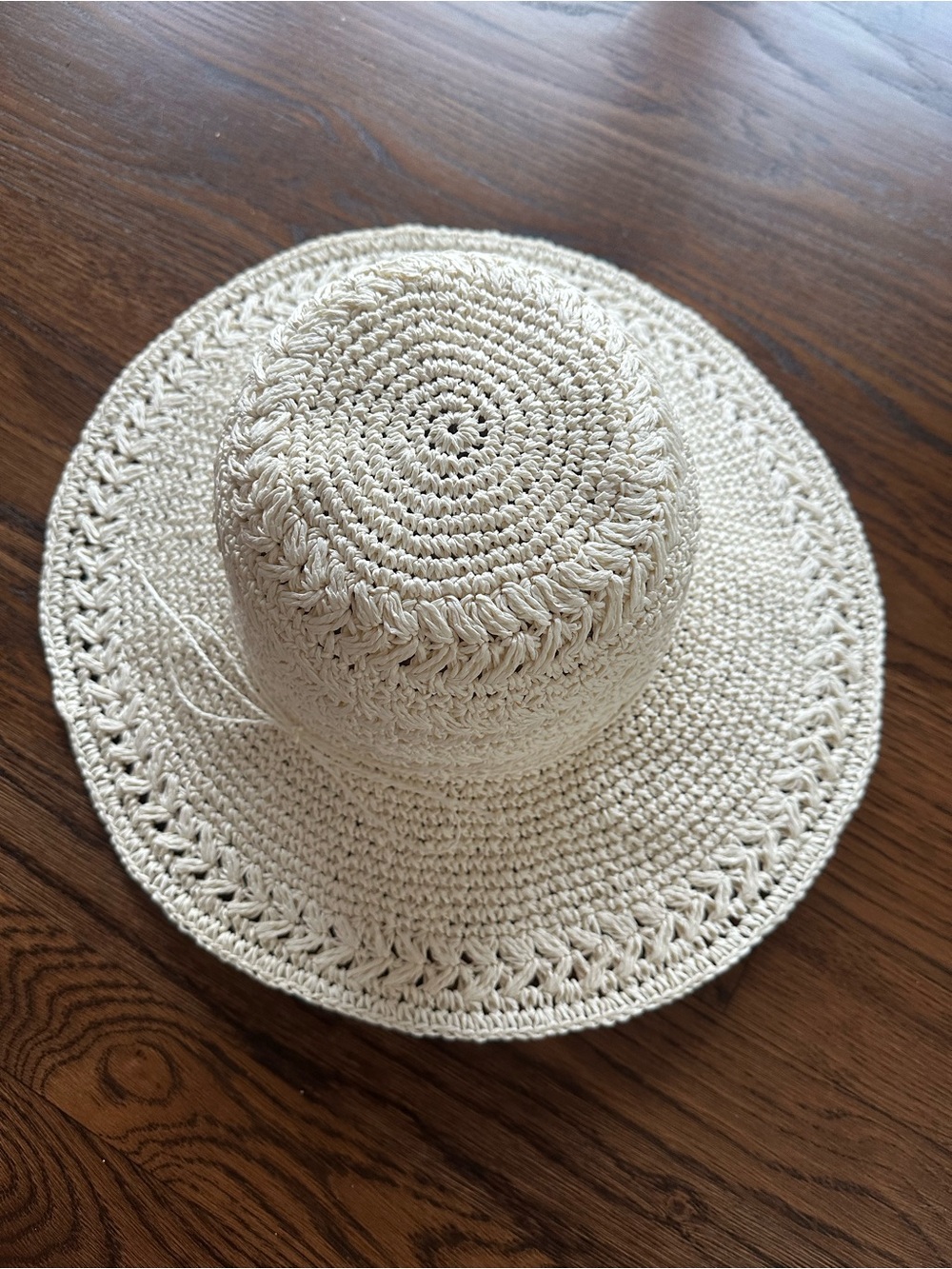 Capelli of New York Cream off white Crochet summer Sun Hat
